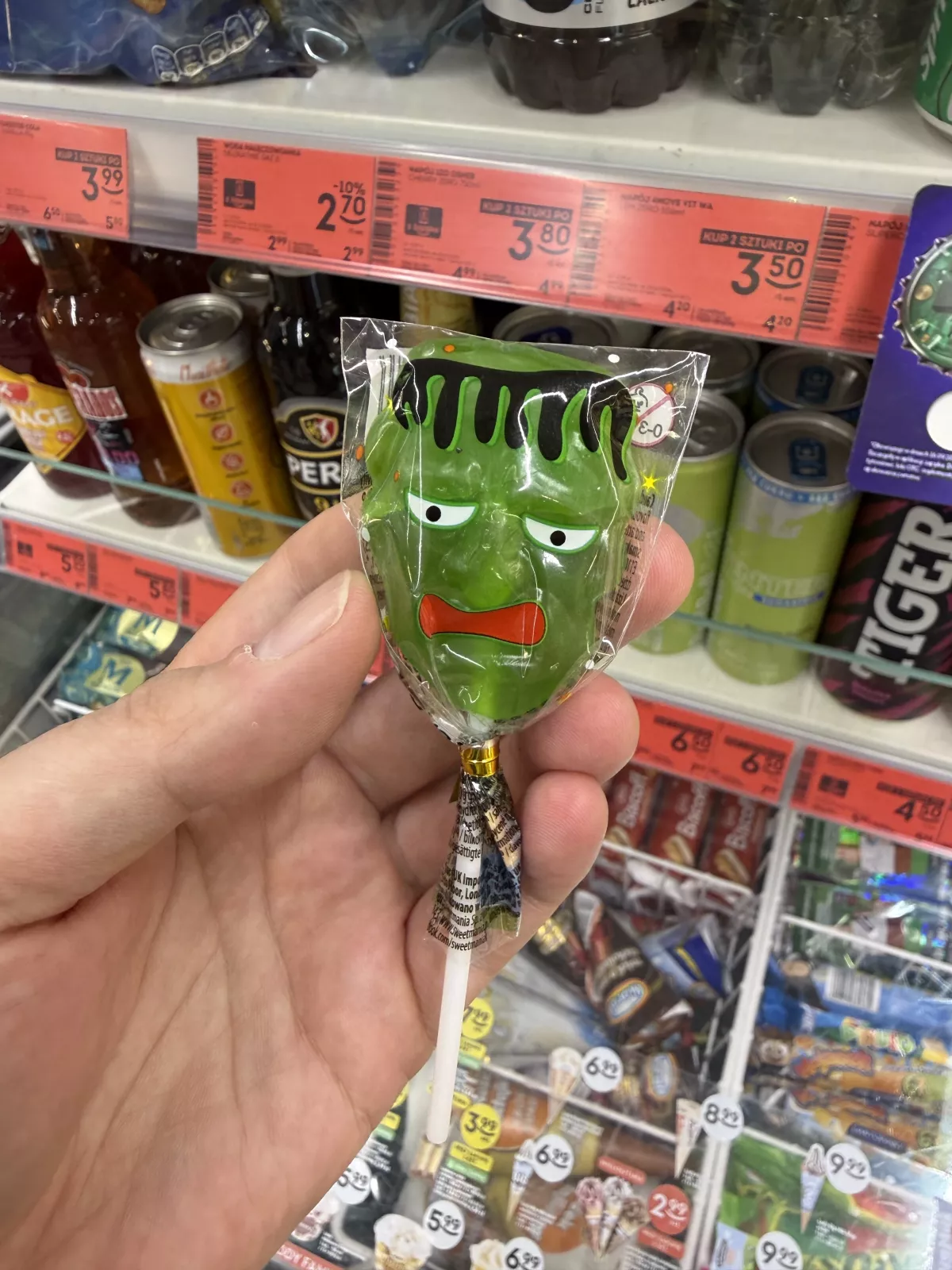 Candy Gangs Scary Lollipop / Lizak o smaku owocowym (zielony Frankenstein)