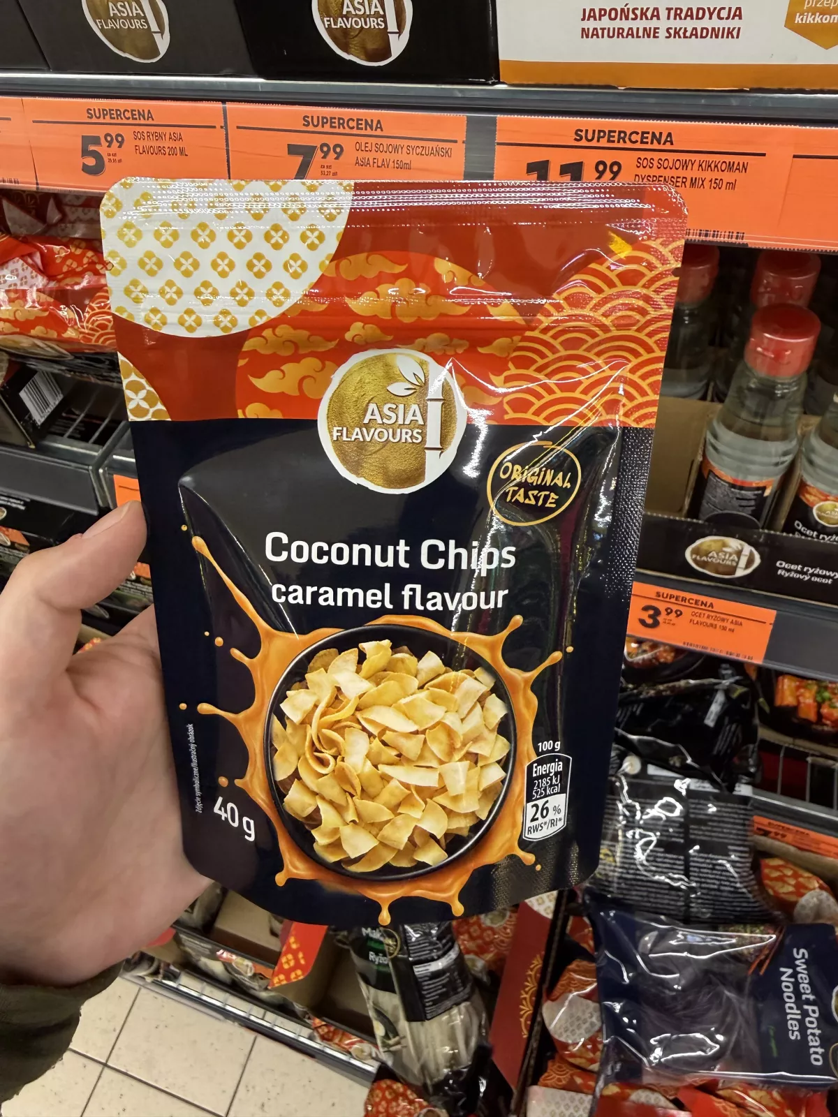 Asia Flavours Chipsy kokosowe o smaku karmelu kokosowego | 40g