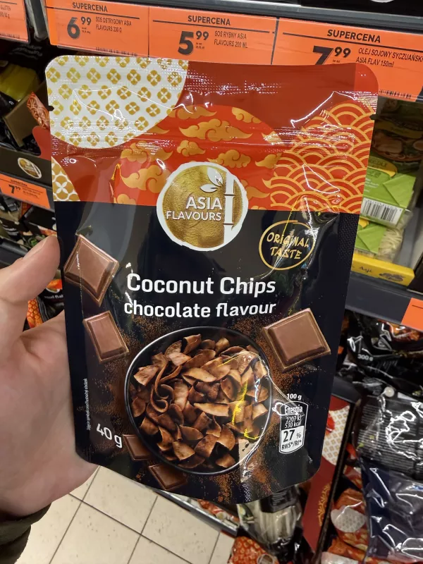 Asia Flavours chipsy kokosowe o smaku czekoladowym | 40g