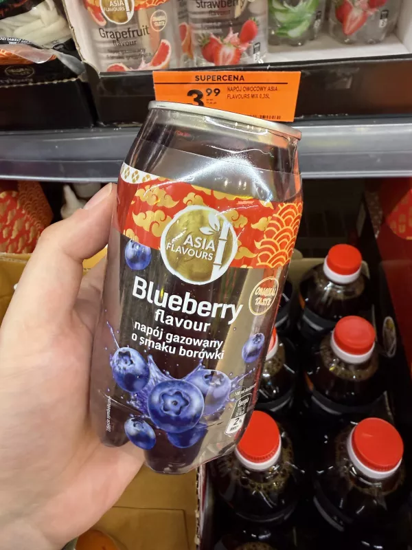 Asia Flavours Blueberry Flavour napój gazowany o smaku borówki | 350ml