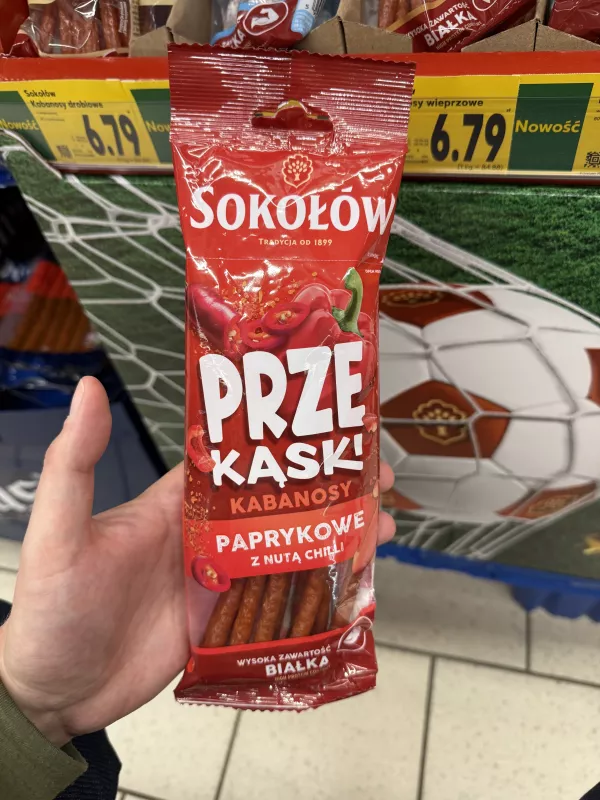 Sokołów Przekąski Kabanosy Paprykowe z nutą chilli | 80g