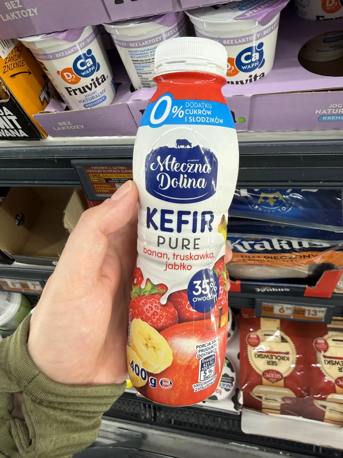 Mleczna Dolina Kefir Pure banan, truskawka, jabłko | 400g